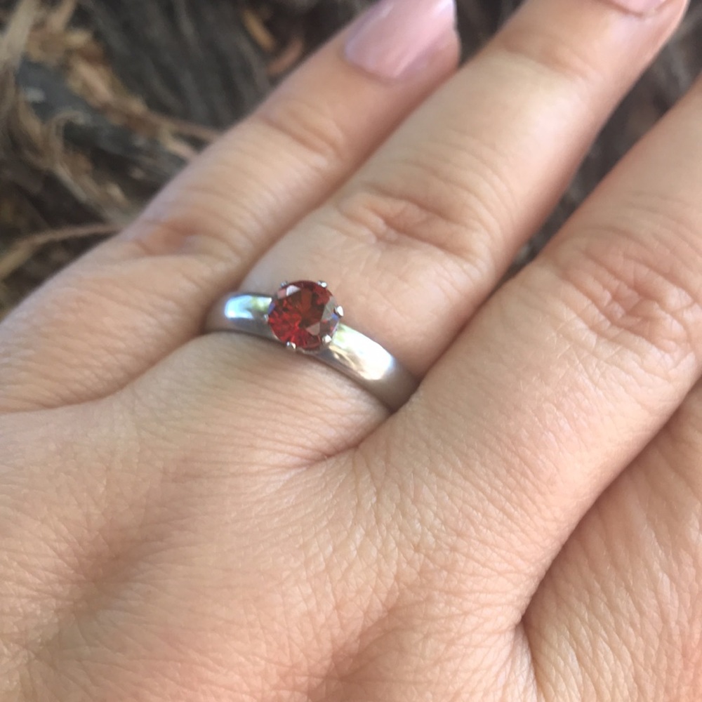 Stainless Steel Silver Ring With Ruby Rhinestone … - image 6